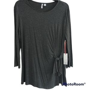 ELLE Grey Side Knot Knit Top L